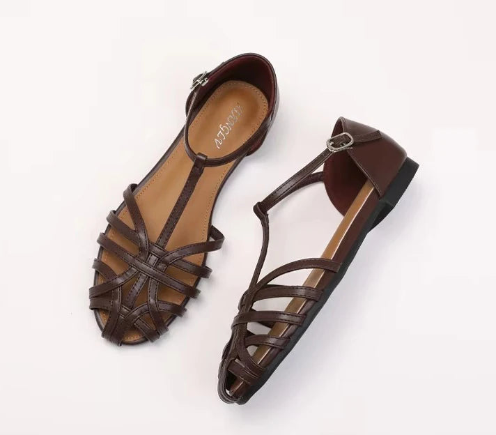 ZAROY Zomer Cross Strap Platte Sandalen Vrouwen Ronde Neus Enkel Gesp Holle Casual Romeinse Sandalia Zapatos De Mujer Mohamed