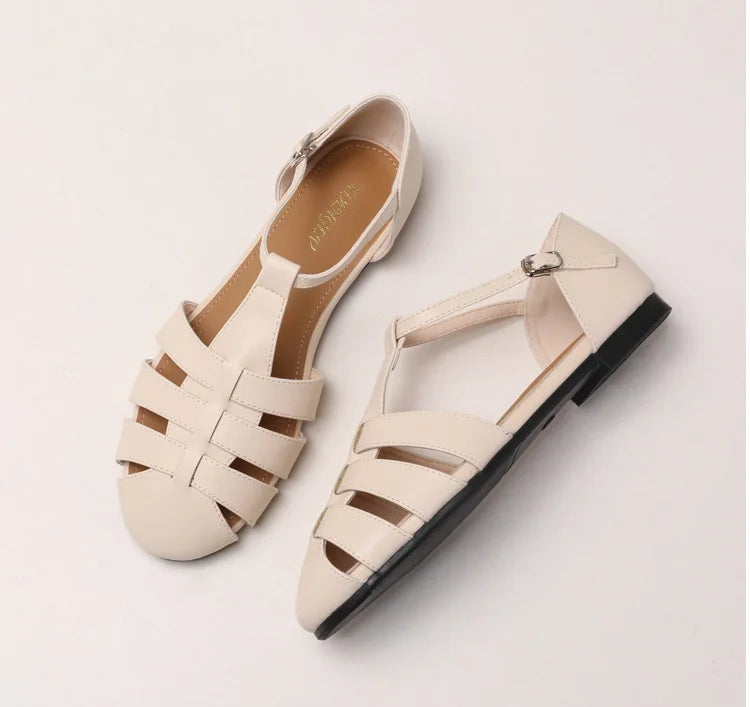 ZAROY Zomer Cross Strap Platte Sandalen Vrouwen Ronde Neus Enkel Gesp Holle Casual Romeinse Sandalia Zapatos De Mujer Mohamed