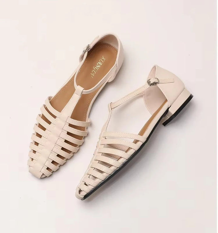 ZAROY Zomer Cross Strap Platte Sandalen Vrouwen Ronde Neus Enkel Gesp Holle Casual Romeinse Sandalia Zapatos De Mujer Mohamed