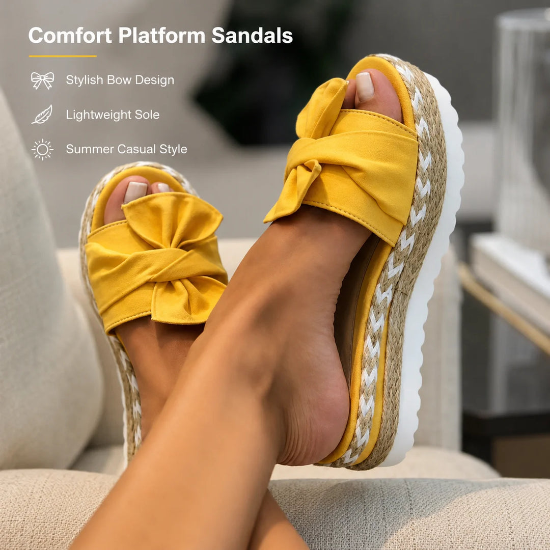 Josie | Bow Espadrille Platform Slides
