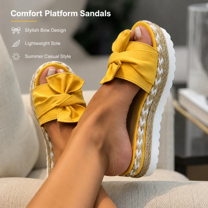 Josie | Bow Espadrille Platform Slides