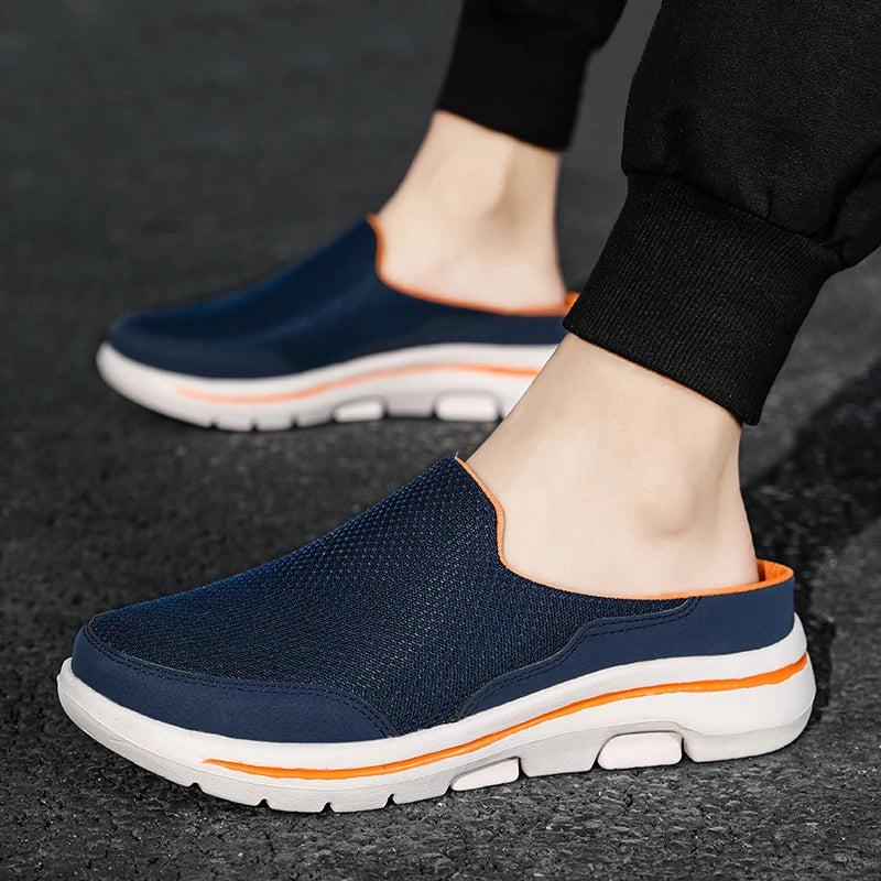 2024 Mannen Slippers Zomer Ademend Thuis Indoor Slippers Mannen Dikke Bodem Slides Mode Paar Wandelschoenen Chanclas Hombre