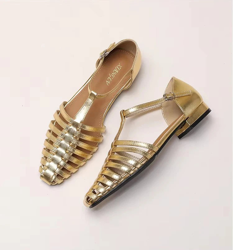 ZAROY Zomer Cross Strap Platte Sandalen Vrouwen Ronde Neus Enkel Gesp Holle Casual Romeinse Sandalia Zapatos De Mujer Mohamed