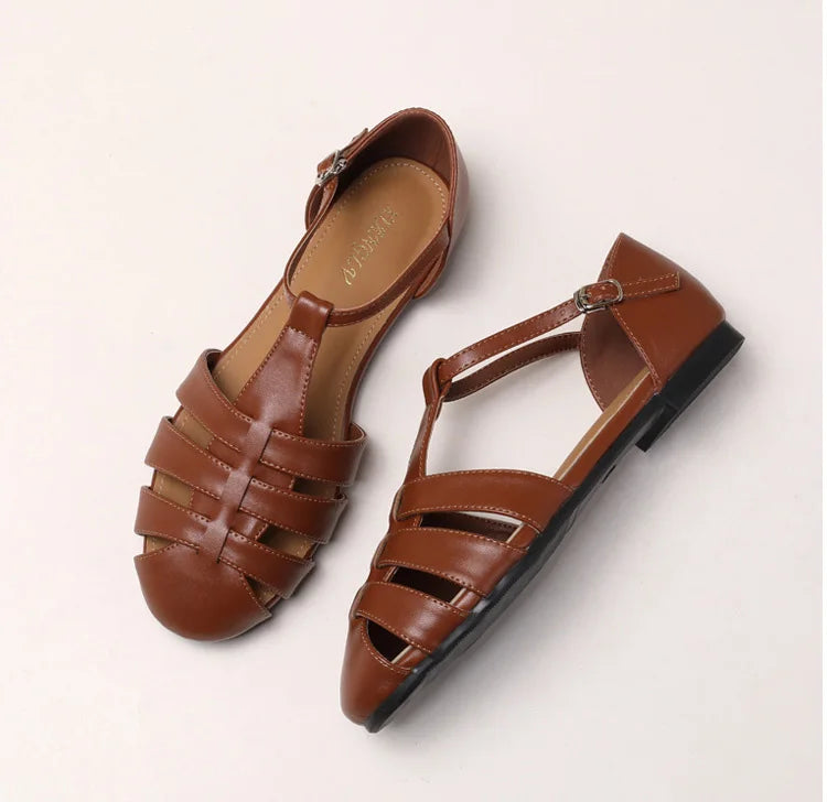 ZAROY Zomer Cross Strap Platte Sandalen Vrouwen Ronde Neus Enkel Gesp Holle Casual Romeinse Sandalia Zapatos De Mujer Mohamed