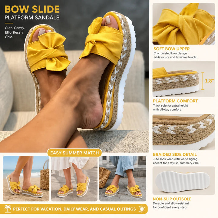 Josie | Bow Espadrille Platform Slides