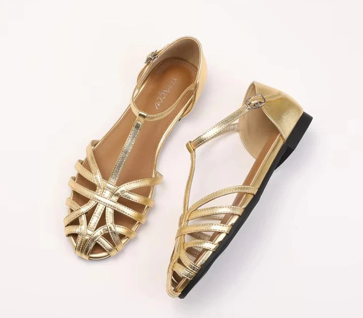 ZAROY Zomer Cross Strap Platte Sandalen Vrouwen Ronde Neus Enkel Gesp Holle Casual Romeinse Sandalia Zapatos De Mujer Mohamed