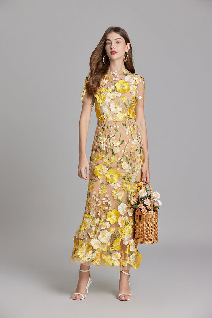 Primrose | Women's Romantic Floral Appliqué Mermaid Evening Gown