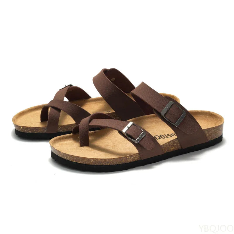 2025, zomer damesschoenen mode kurk pantoffels trendy paar strandschoenen casual comfortabele platte pantoffels zapatos homme