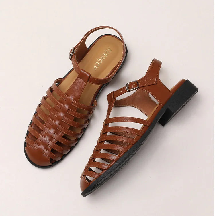 ZAROY Zomer Cross Strap Platte Sandalen Vrouwen Ronde Neus Enkel Gesp Holle Casual Romeinse Sandalia Zapatos De Mujer Mohamed