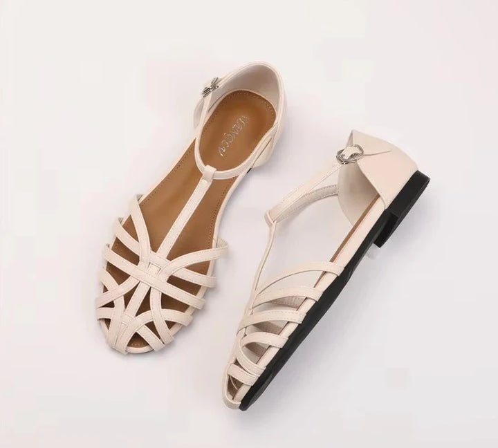 ZAROY Zomer Cross Strap Platte Sandalen Vrouwen Ronde Neus Enkel Gesp Holle Casual Romeinse Sandalia Zapatos De Mujer Mohamed