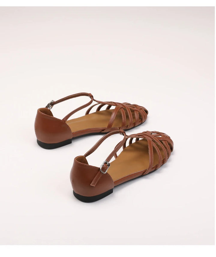ZAROY Zomer Cross Strap Platte Sandalen Vrouwen Ronde Neus Enkel Gesp Holle Casual Romeinse Sandalia Zapatos De Mujer Mohamed
