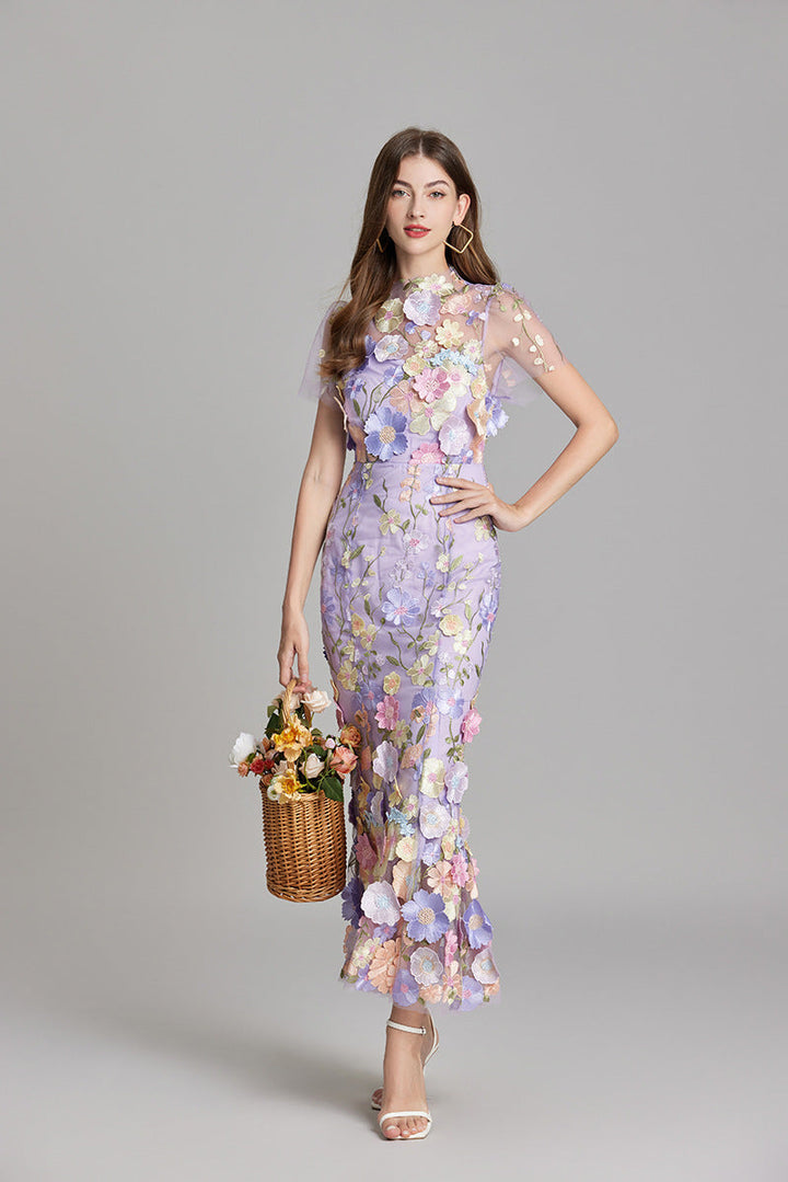Primrose | Women's Romantic Floral Appliqué Mermaid Evening Gown