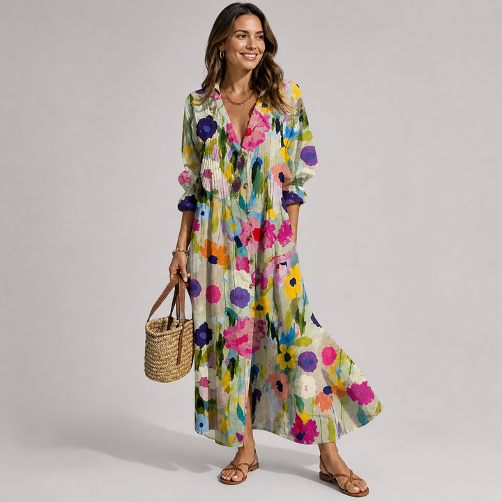 Women's Flattering Floral Tummy Control Maxi Dress