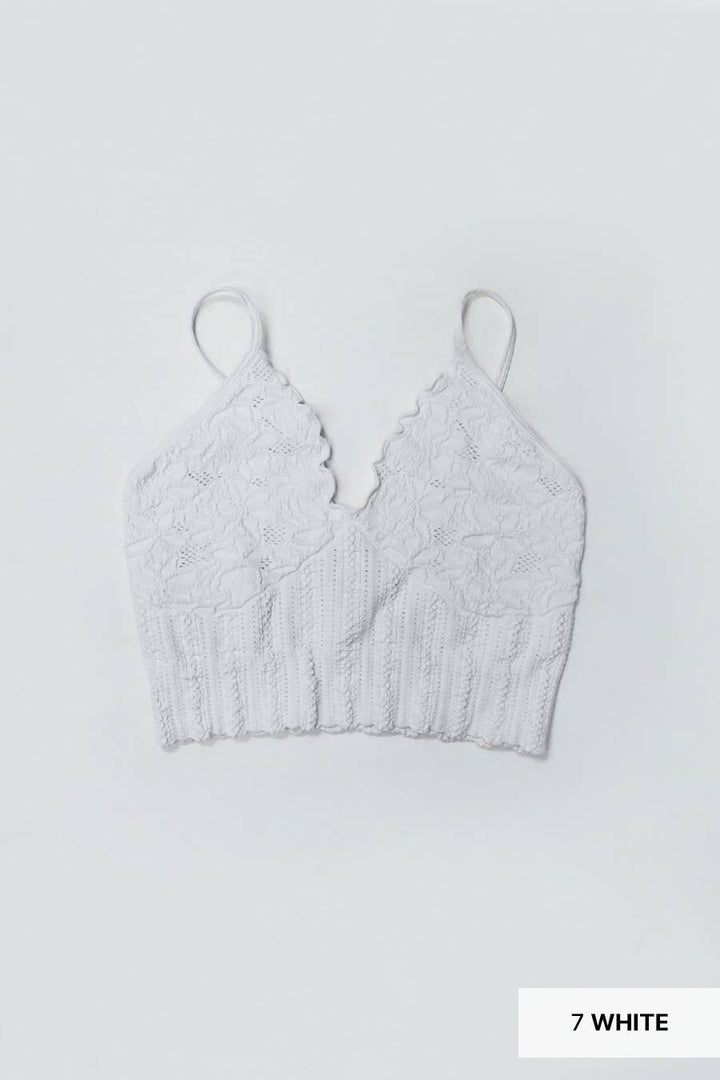 Seamless Lace Textured Bralette – Soft Stretchy One Size Fit