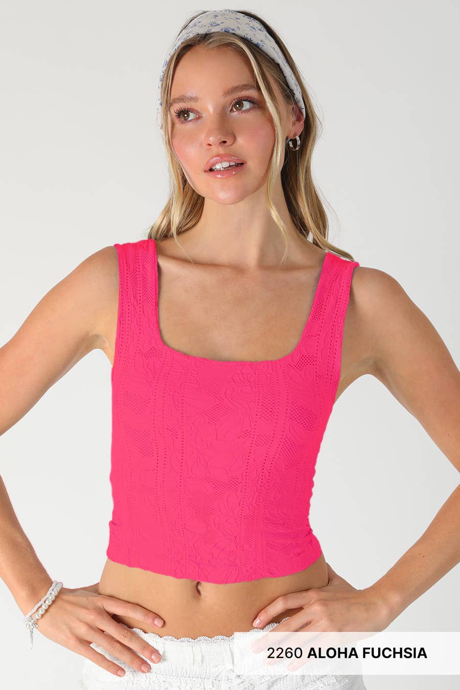 Double Lace Square Neck Crop Tank Top – Floral Lace Fitted Stretch Cami for Women