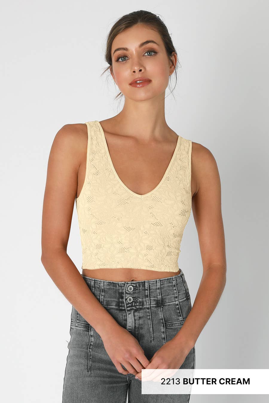 Delicate Lace V‑Neck Tank Top — Cropped, Feminine Staple