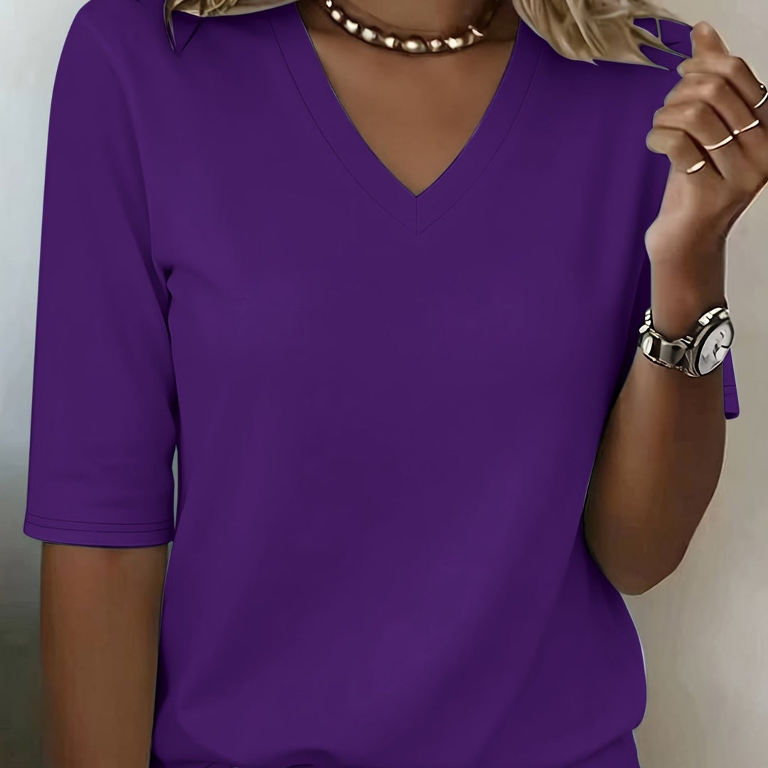 Veronica | Plus Size Tee with Upper Arm Coverage and V-neck