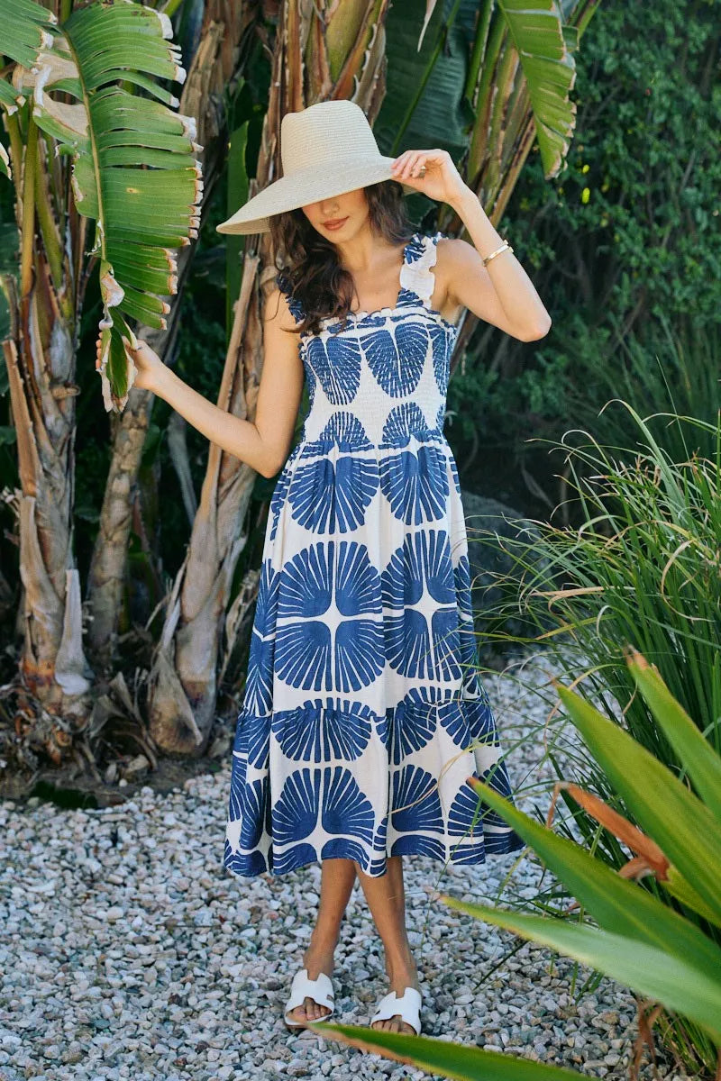 Delaney | Tiered Abstract Print Midi Dress