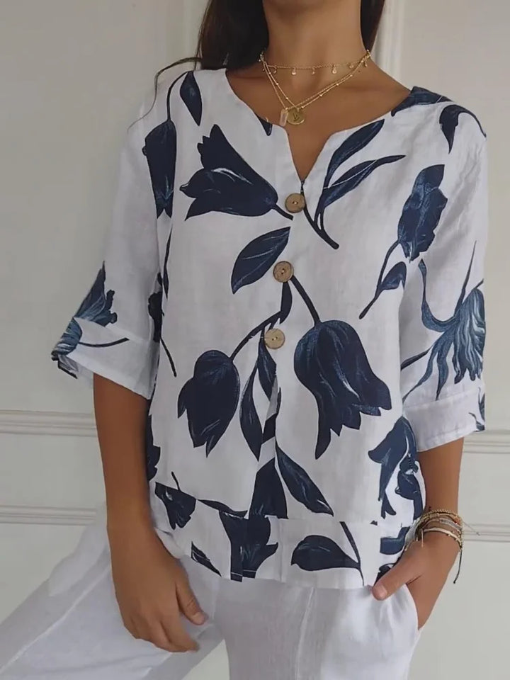 🔥HETE AANBIEDING 49% KORTING🌷Geprinte tuniek met V-hals🌷