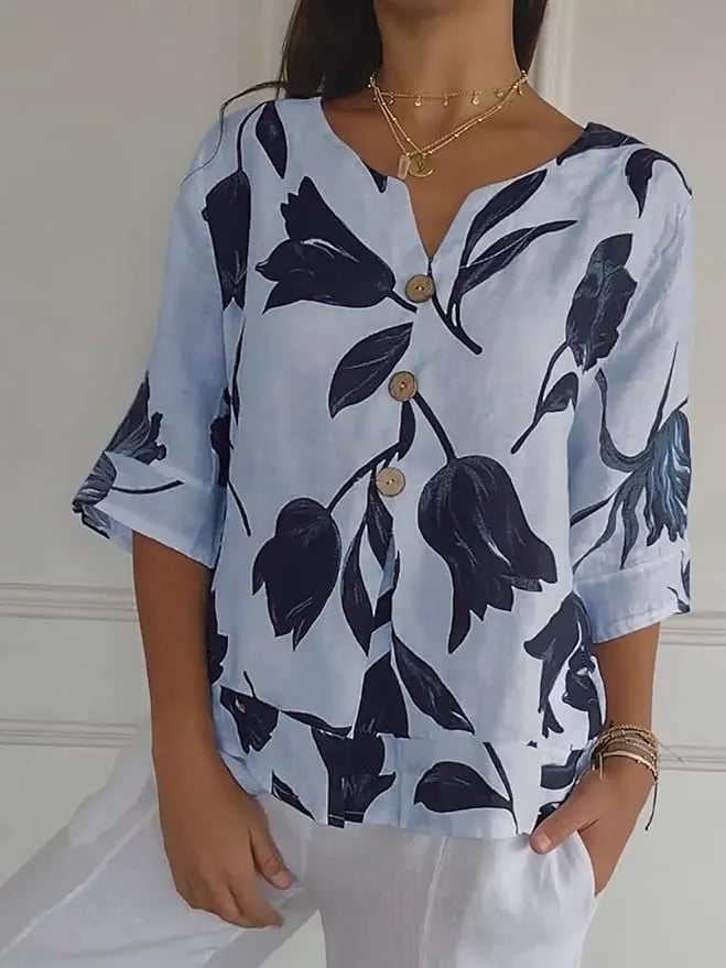 🔥HETE AANBIEDING 49% KORTING🌷Geprinte tuniek met V-hals🌷