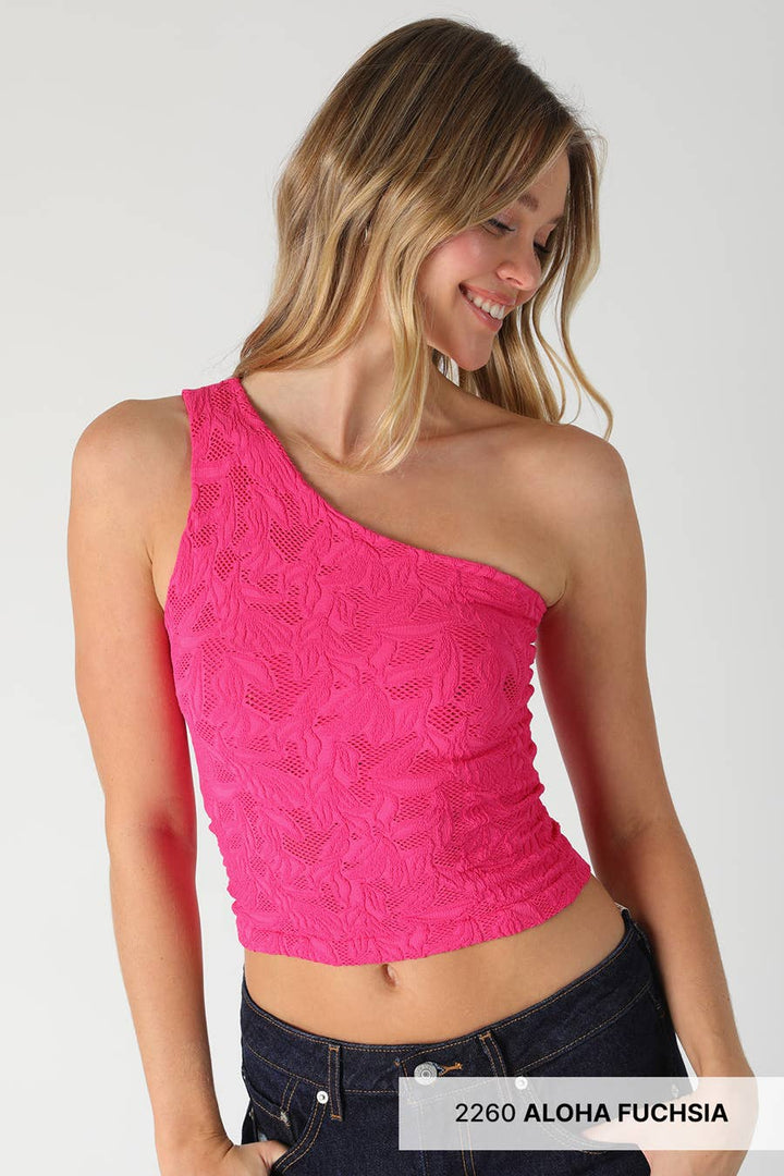 Seamless One Shoulder Lace Top – Made in USA