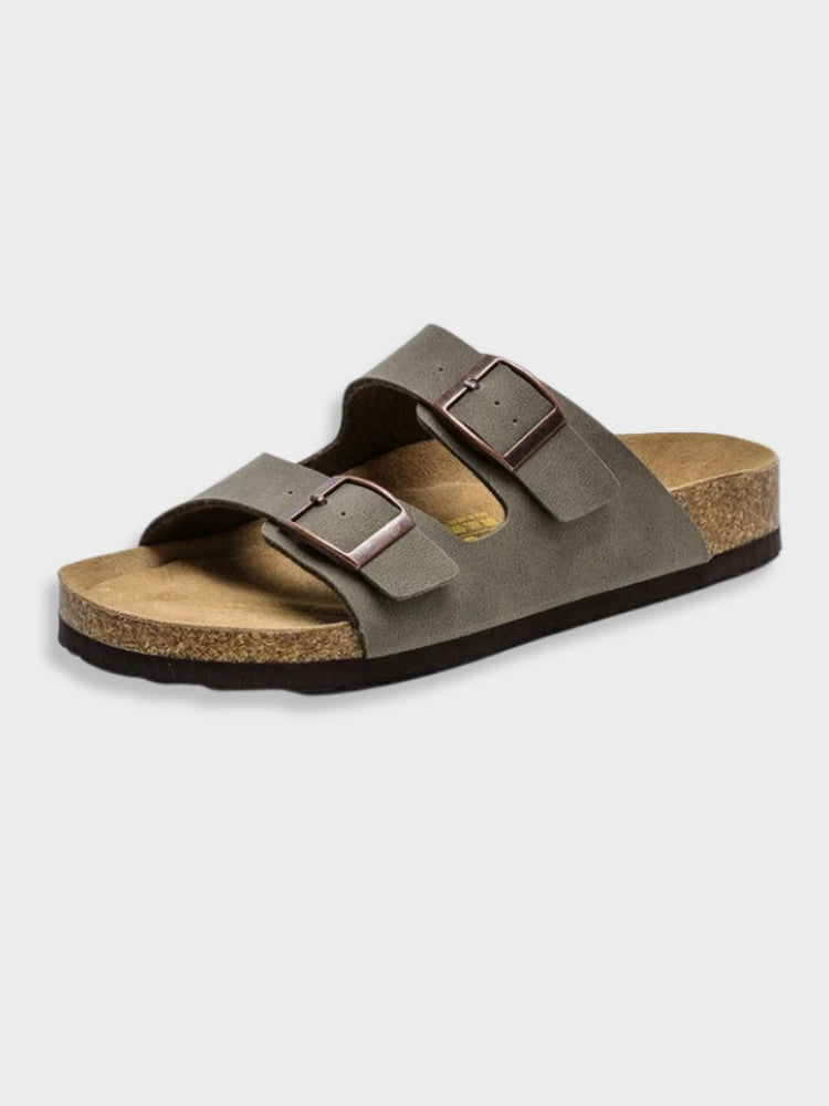 Herren Sandalen mit Fußbett bequem – Verstellbare Slipper ergonomisch Sommer
