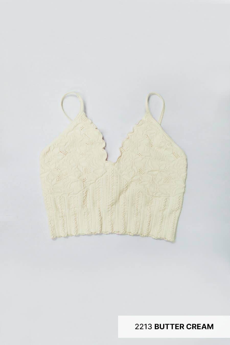 Seamless Lace Textured Bralette – Soft Stretchy One Size Fit