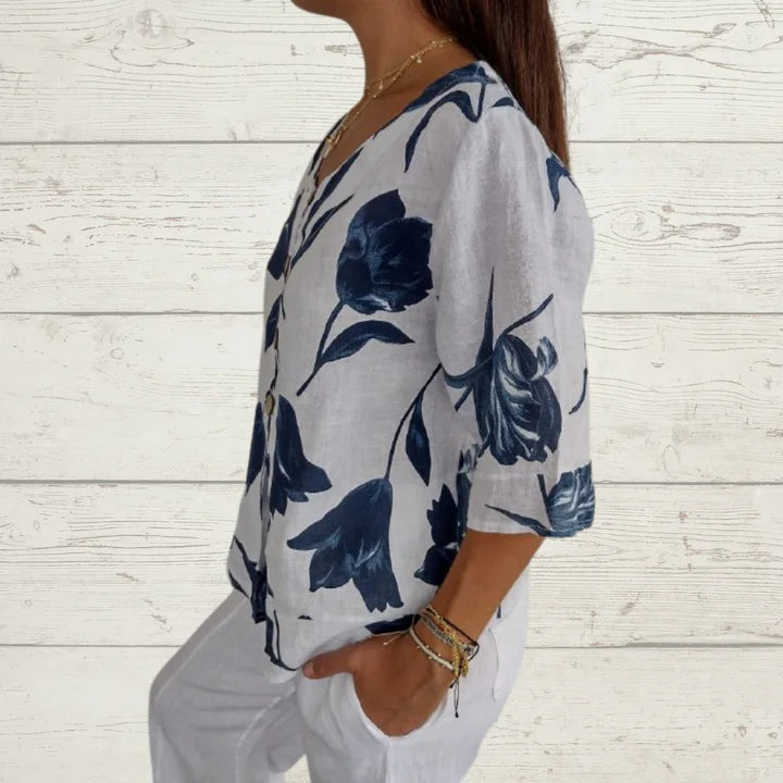 🔥HETE AANBIEDING 49% KORTING🌷Geprinte tuniek met V-hals🌷