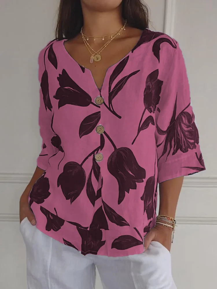 🔥HETE AANBIEDING 49% KORTING🌷Geprinte tuniek met V-hals🌷