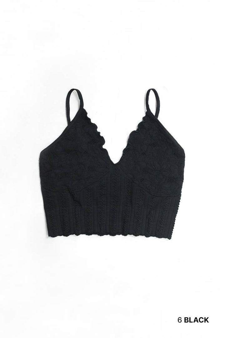 Seamless Lace Textured Bralette – Soft Stretchy One Size Fit