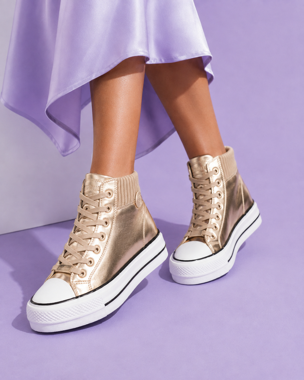 Kinsley gold metallic high top platform sneakers alternate angle