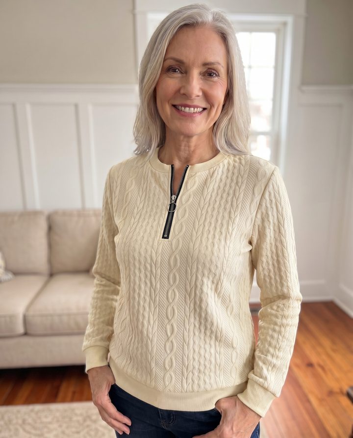 Textured Zipper Sweatshirt – Stylish & Comfy