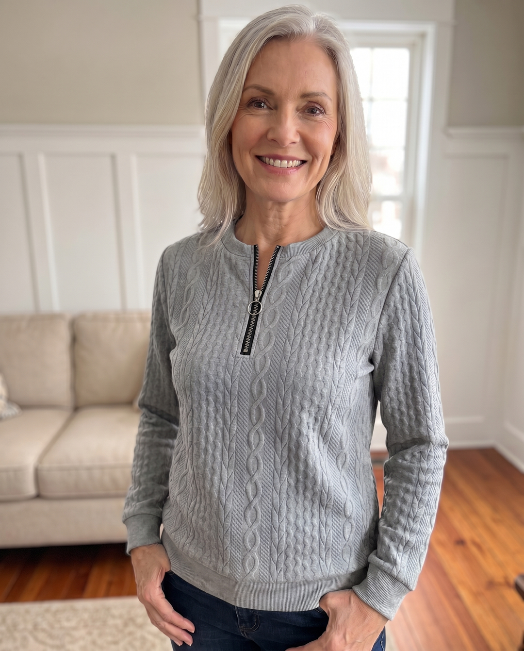 Textured Zipper Sweatshirt – Stylish & Comfy