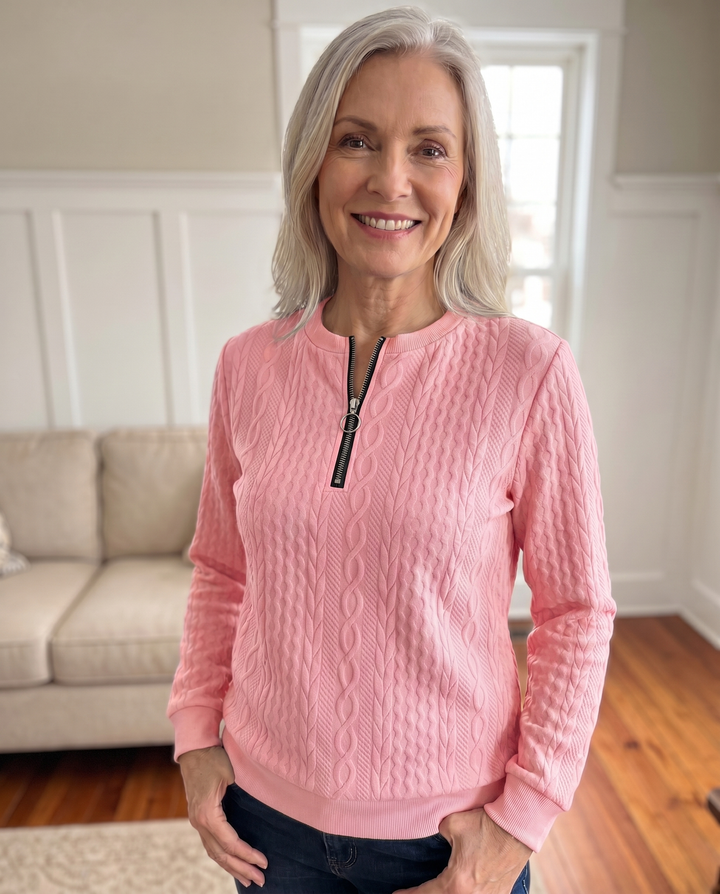 Textured Zipper Sweatshirt – Stylish & Comfy