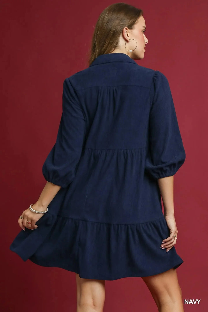 Lainey | Tiered Corduroy Mini Dress