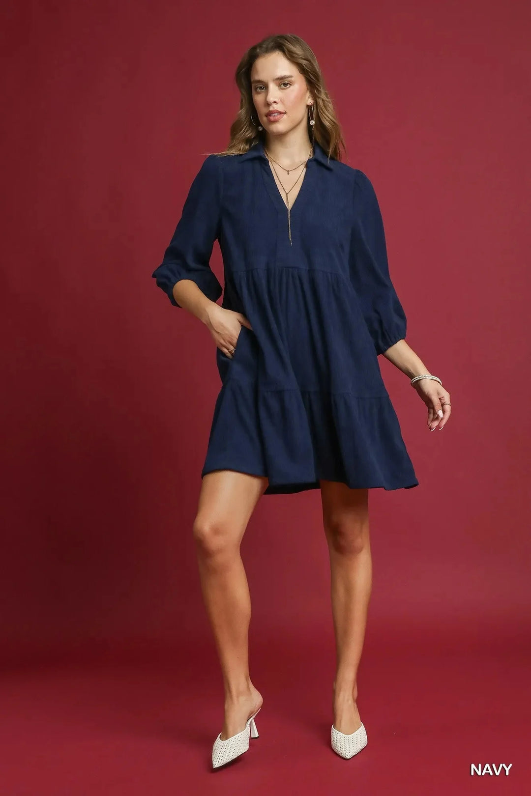 Lainey | Tiered Corduroy Mini Dress