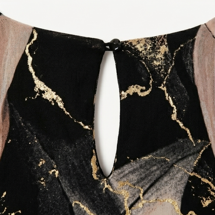 Vivara™ | Women's Marble Gold Chiffon Maxi Dress