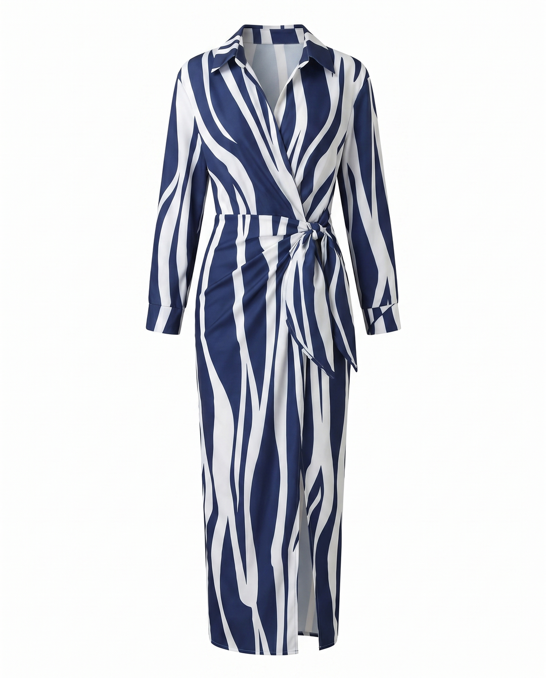 Women's Dress | Leaf Print Maxi Wrap V-Neck