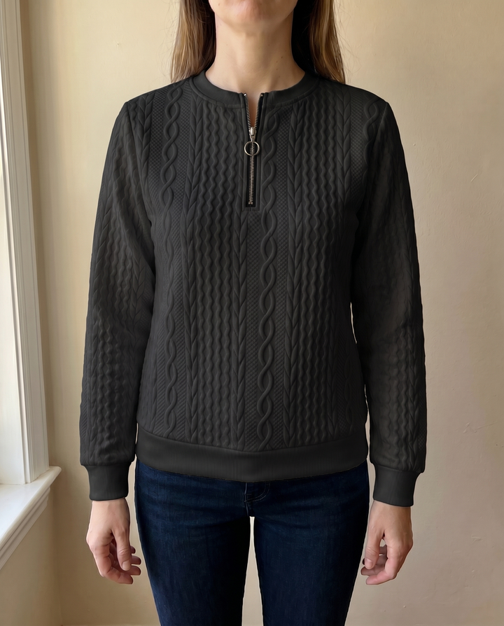 Textured Zipper Sweatshirt – Stylish & Comfy