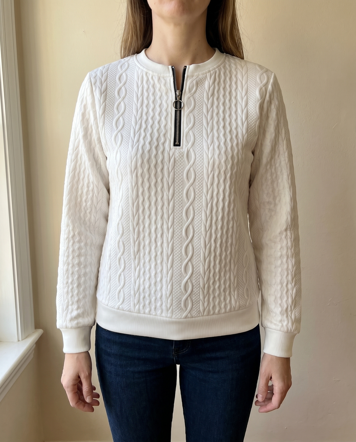 Textured Zipper Sweatshirt – Stylish & Comfy